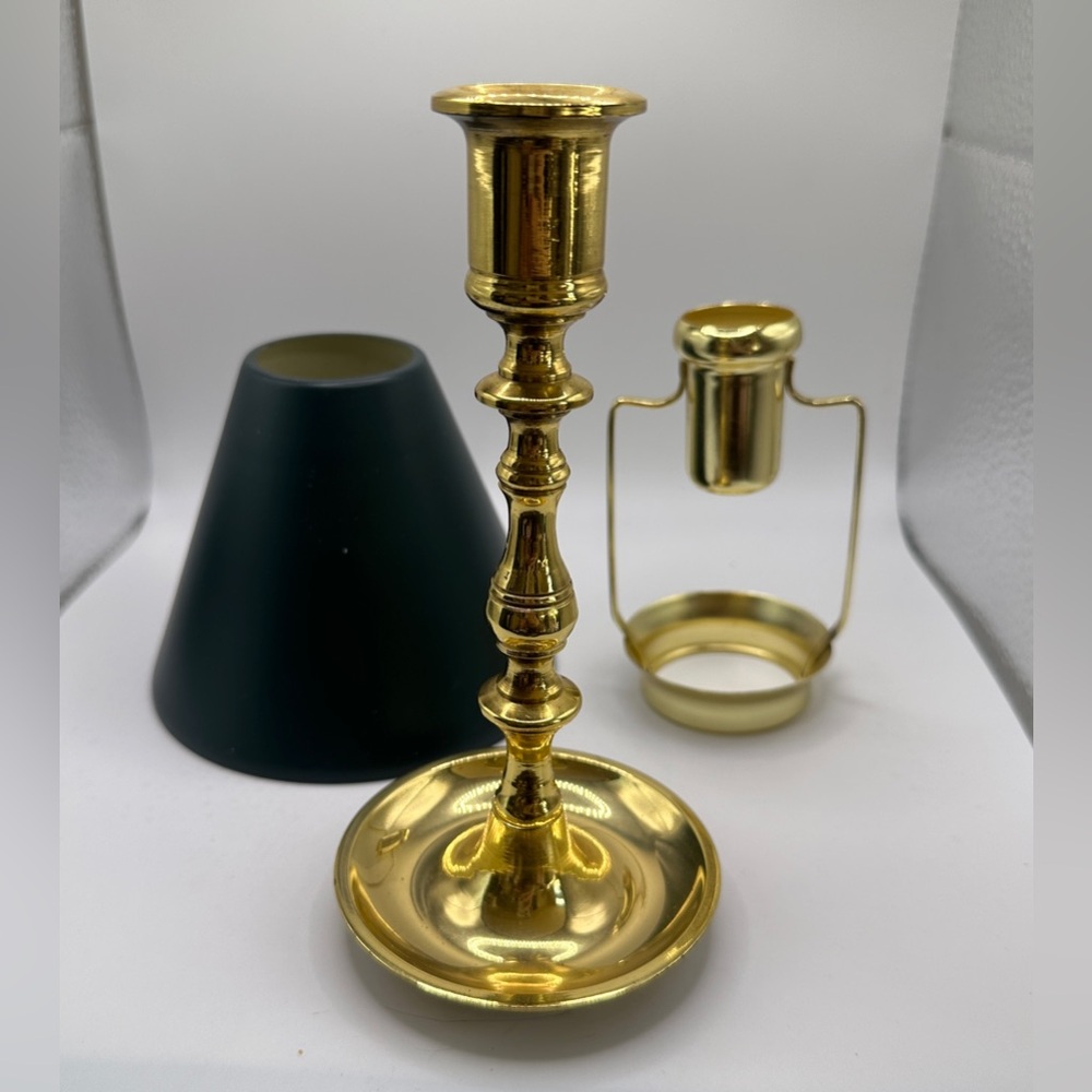 Hampton Brass 7” Candlestick, Candle Chaser‎ & Shade (Inv1)